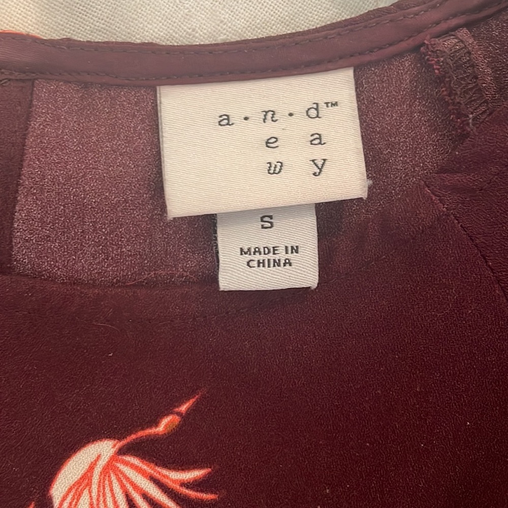 A New Day cranberry dress with cranes - Picture 5 of 7